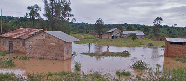 Flooding in a Ugandan village